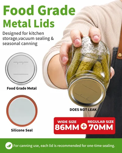 Miniatura 6 de 36 Pack Mason Jar Lids for Wide and Regular Mouth Jars, with Date Reminder Vacuum Seal Lids for Electric Mason Jar Vacuum Sealers