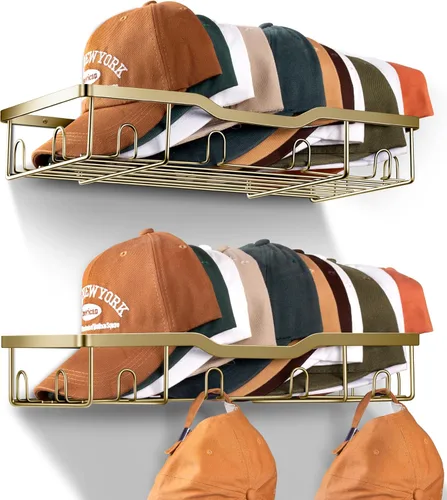 Miniatura 11 de KEETDY Percheros de metal para gorras de béisbol, organizador de sombreros de pared para 24 gorras, 2 paquetes de organizador resistente de Negro