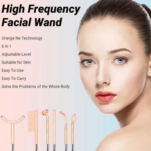 Miniatura 2 de TUMAKOU Varita facial de alta frecuencia, máquinas de dispositivo facial de alta frecuencia naranja para piel y vello facial, varita de alta