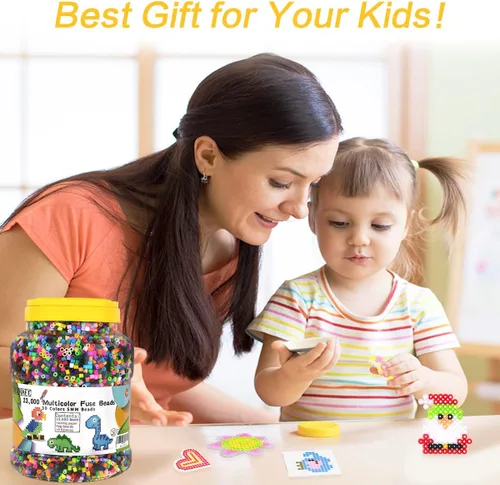 Miniatura 6 de 23,000 piezas Kit de Cuentas Fusibles para Manualidades Infantiles, Juego de 30 Colores con 3 Tableros de Conexión, 5 Papeles de Planchado, 10