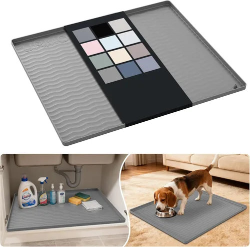 Miniatura 38 de URMONA Tapete de silicona impermeable para debajo del fregadero, 34 x 22 pulgadas, forro para estante de cocina y baño, protector de gabinetes