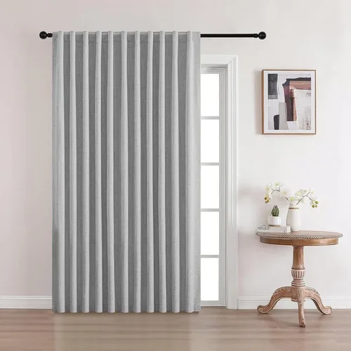 Miniatura 27 de CUCRAF Juego de 2 paneles de cortinas 100% opacas de lino de 84 pulgadas de largo, con pestaña trasera y bolsillo para barra para sala de estar