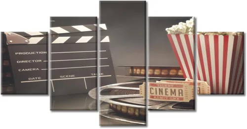 Miniatura 37 de Lienzo decorativo para pared, imágenes de cine, decoración de pared para sala de estar, 5 piezas, concepto de cine, escena, obra de arte, decoración