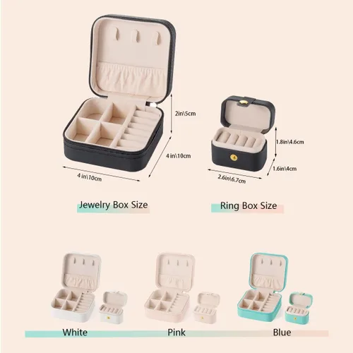 Miniatura 2 de Travel Jewelry Case Set, Small Jewelry Boxes, Travel Jewelry Box for Girls Gift, Portable Jewelry Organizer for Necklaces, Earrings, Rings(2 in