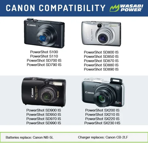 Miniatura 2 de Wasabi Power Batería (paquete de 2) para Canon NB-5L Batería para Canon NB-5L y Canon PowerShot S100, S110, SD700 es, SD790 es, SD800 es, SD850 es