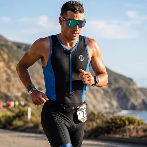 Miniatura 8 de SLS3 Trajes de triatlón para hombre, traje de triatlón duradero sin mangas para hombre, traje de triatlón ligero con 2 bolsillos para almacenamiento