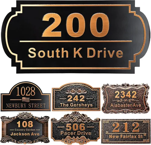 Miniatura 10 de Placa personalizada de dirección de casa de 12 pulgadas, números fundidos para exteriores, placa de señal de dirección personalizada con nombre
