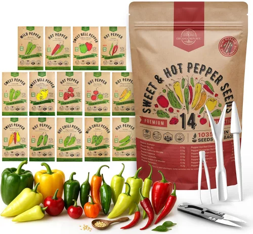 Miniatura 10 de Organo Republic Paquete de Variedad de 14 Semillas Raras de Tomate y Tomatillo para Jardín - Más de 1,020 Semillas de Tomate y Tomatillo Reliquia