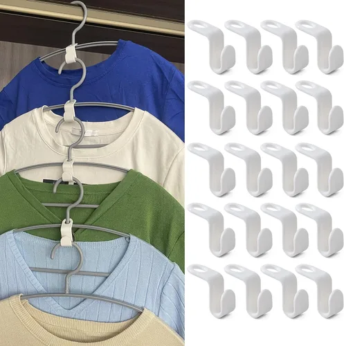 Ganchos para colgar ropa, 64 clips extensores de colgador, ganchos en cascada, utilizados en perchas de armario, ahorro de espacio y armarios