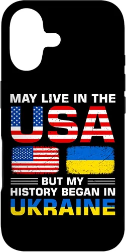 Miniatura 32 de Funda para iPhone 13 Pro Max con la bandera de Ucrania y la bandera de Estados Unidos con raíces ucranianas