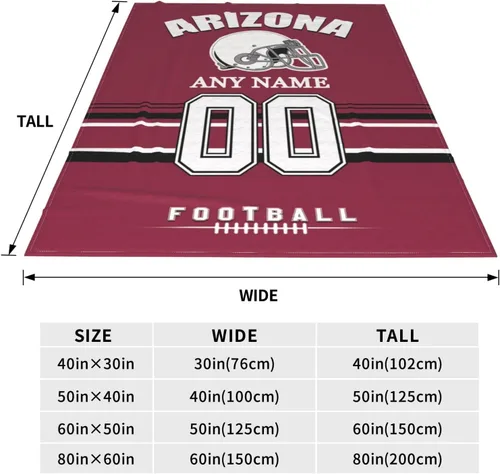 Miniatura 3 de Manta personalizada de Arizona, manta personalizada con cualquier nombre y número, mantas ligeras y cálidas personalizadas, regalos para hombres