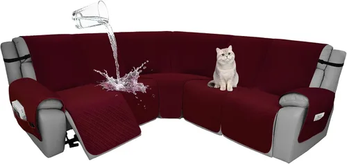 Miniatura 19 de Fundas de terciopelo 10% impermeables para sofá modular reclinable en forma de L, 1 pieza, fundas acolchadas para sofá reclinable esquinero, juego