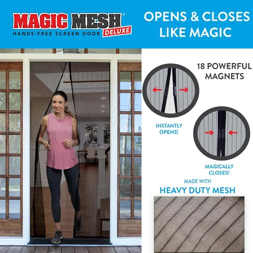 Miniatura 2 de Magic Mesh Deluxe, Negro Puerta mosquitera magnética, resistente, cierre magnético, red para puerta, pantalla para patio, pantalla para puerta