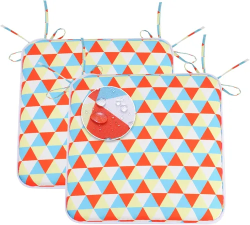 Miniatura 17 de GUEGLSA Cojines de asiento de patio de 18 pulgadas, almohadilla cuadrada impermeable para silla con lazos, 18 x 18 pulgadas, cojín para silla