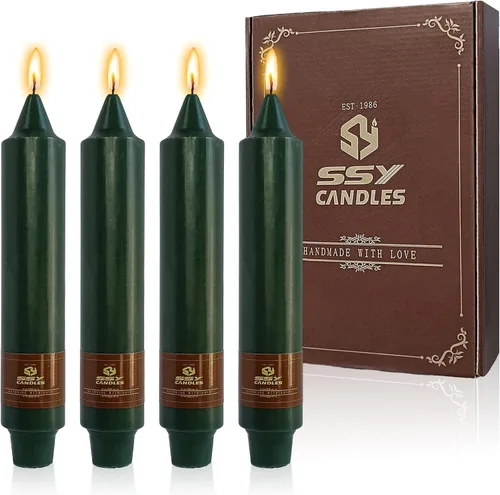 Miniatura 94 de Candelabros cortos de 5 pulgadas con velas cónicas verde oscuro, 4 piezas para cena, hogar, boda, fiesta, decoración