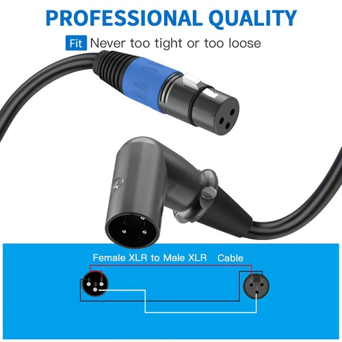 Miniatura 3 de LanSenSu Cable de enchufe XLR en ángulo recto XLR a recto, cable equilibrado macho de 90 grados a macho recto de 3 pines a 3 pines