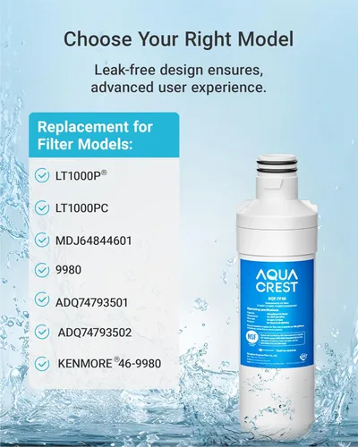 Miniatura 2 de AQUA CREST LT1000PC ADQ747935 MDJ64844601 Filtro de agua para refrigerador certificado NSF, reemplazo para LG® LT1000P®, LT1000PCS, ADQ74793501