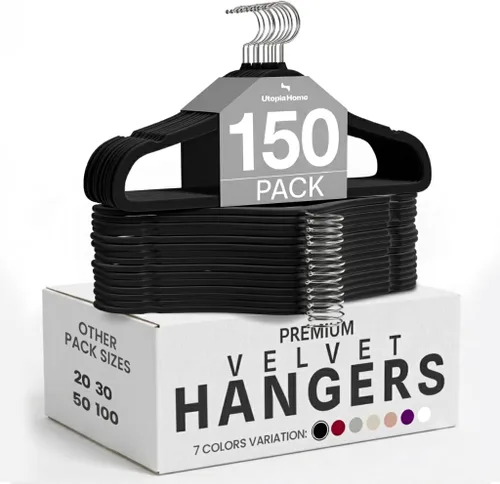 Miniatura 19 de Utopia Home Velvet Hanger - Paquete de 50 perchas delgadas antideslizantes de lujo para pantalones y abrigos, perchas fuertes que ahorran espacio
