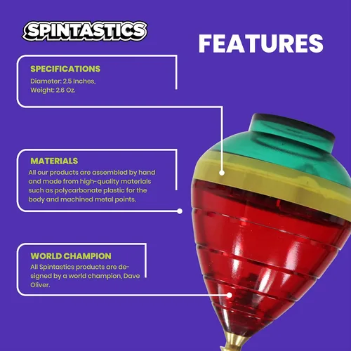 Miniatura 6 de Spintastics Trompo - Punta de rodamiento (rojo y verde)