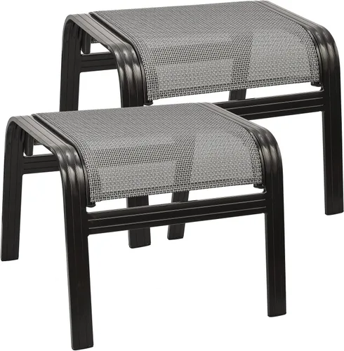 Miniatura 10 de Reposapiés para patio al aire libre, asiento otomano, de textileno, portátil, de metal, sillas de patio, 2 unidades, color marrón