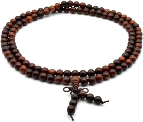 Miniatura 2 de Zen Dear Brazalete y collar de meditación Mala, para cultura budista y oración busita, cuentas de Buddha, unisex, palisandro natural