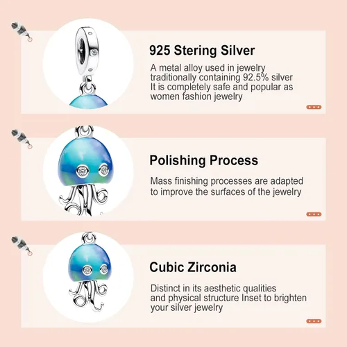 Miniatura 7 de Annmors 925 Sterling Silver Charms, Travel Ocean Summer Bead Dangle for Women Bracelet Necklace Graduation Holiday Jewelry Gift