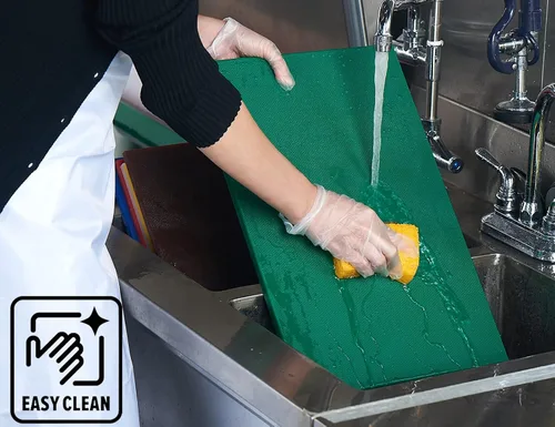 Miniatura 4 de CURTA Paquete de 2 tablas de cortar verdes para cocina, 20 x 14 x 0.5 pulgadas, tabla de cortar comercial de plástico codificado con superficie