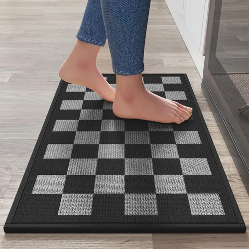 Miniatura 41 de YDKGL Tapetes de cocina para piso, alfombras de cocina súper absorbentes, antideslizantes, lavables, de lino sintético suave trenzado, alfombra