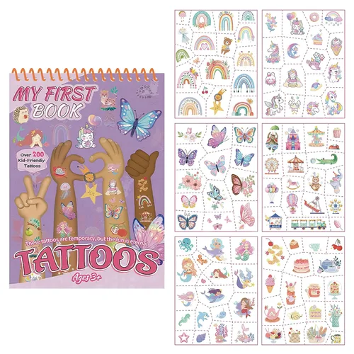 Tatuajes temporales precortados para niñas, más de 100 tatuajes de mariposa, sirena, unicornio, suministros de fiesta impermeables para cumpleaños,