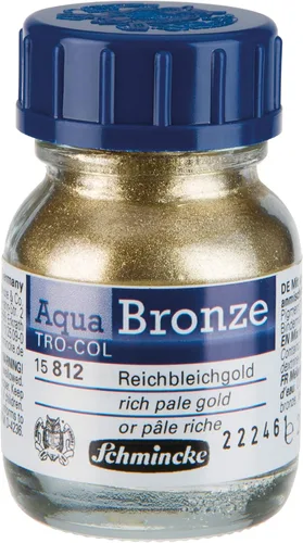 Schmincke - Aqua-Bronze, oro pálido rico, 20 ml, 15 812 032, efectos metálicos brillantes en pinturas gouache y acuarela, papel, cartón, tabla de