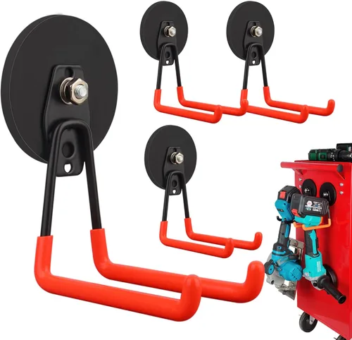 Miniatura 9 de ULIBERMAGNET Ganchos magnéticos de garaje resistentes, ganchos magnéticos fuertes para taladro eléctrico, herramientas de jardín, manguera, tablero