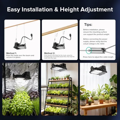 Miniatura 7 de SANSI Luces de cultivo para plantas de interior, luz de planta de espectro completo de 70W (equivalente a 500W) con lente óptica para alto PPFD