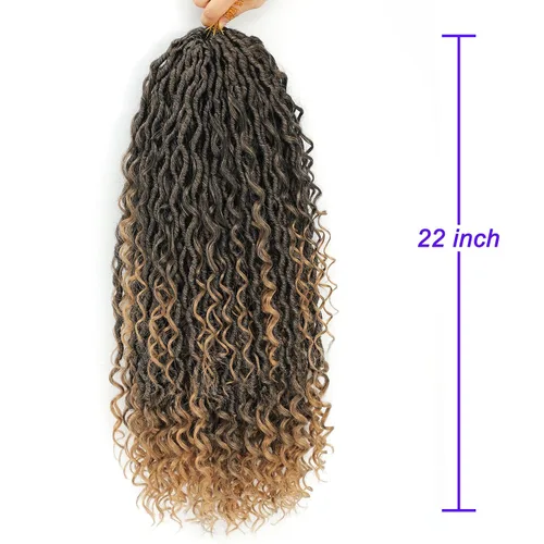 Miniatura 2 de 6 paquetes de cabello sintético rizado de Locs Crochet de 22 pulgadas, cabello de ganchillo estilo diosa, trenzas hippie sintéticas, extensiones