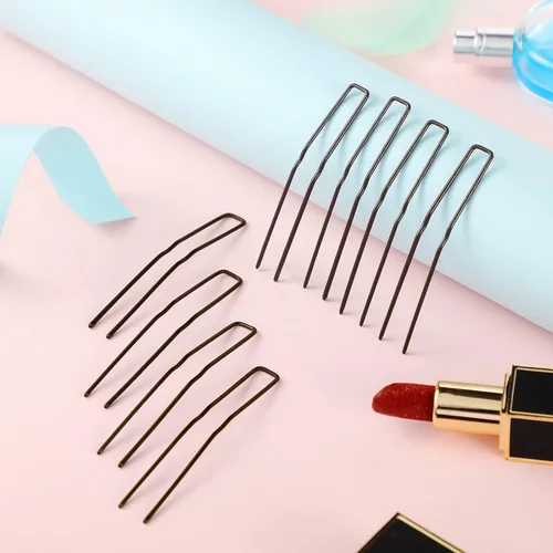 Miniatura 3 de Waydress 36 piezas de horquillas en forma de U para moños de ballet, horquillas de estilo U de metal para peinados, horquillas para moños y Marrón