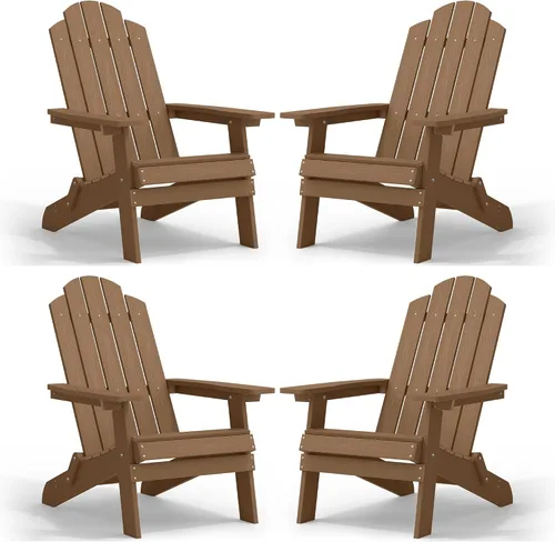 Miniatura 32 de MXIMU Silla Adirondack plegable para exteriores: sillas Adirondack fáciles de montar y cómodas, silla de plástico compuesto para todo tipo de clima