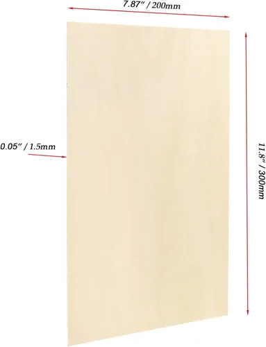 Miniatura 2 de JOIKIT 24 hojas de madera de tilo de 12 x 8 x 1/16 pulgadas, 0.059 in de grosor, hojas de madera de balsa natural sin terminar para fabricantes
