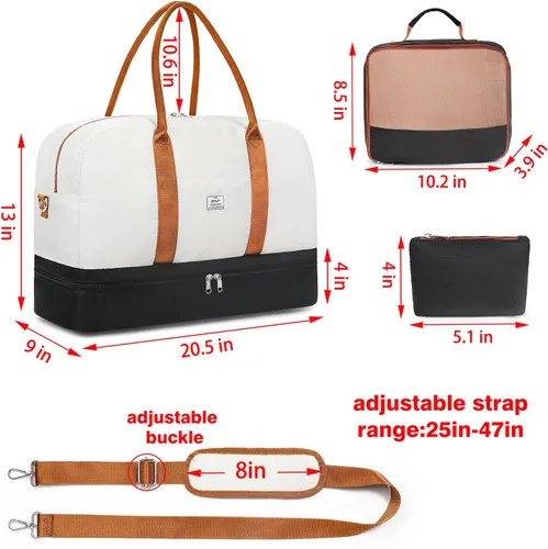 Miniatura 172 de IBFUN Bolsas de fin de semana para mujer, bolsa grande de lona para viaje, bolsa de viaje con compartimento para zapatos, 21 pulgadas, juego de 3