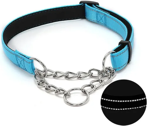 Miniatura 11 de Martingale - Collar para perro con cadena de acero inoxidable, collar reflectante de nailon acolchado suave ajustable, cadena resistente sin Púrpura