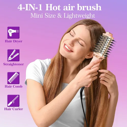Miniatura 2 de Cepillo Secador de Cabello Cepillo Secador en Uno, Cepillo Secador de Cabello 4 en 1 Secador con Barril Ovalado, Mini Cepillo de Aire Caliente