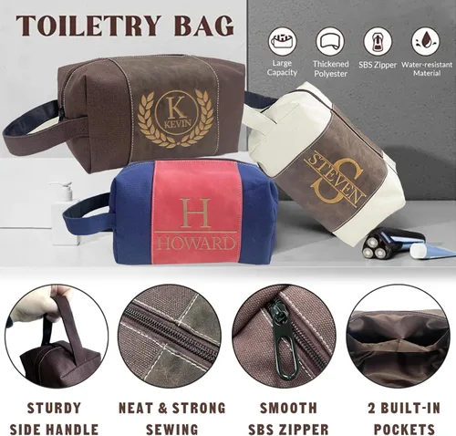 Miniatura 2 de xrlsg Neceser personalizado para hombres, kit organizador de viaje grabado con láser personalizado con nombre monogramado, regalo para marido