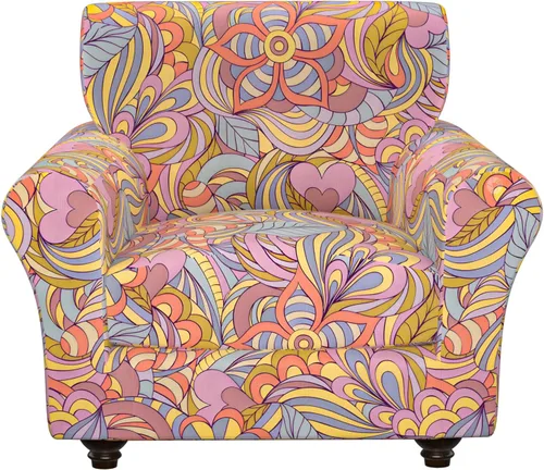 Miniatura 26 de Fundas elásticas para silla, fundas elásticas para sillón de 2 piezas, fundas de sofá lavables con diseño floral para sillón, protector de muebles
