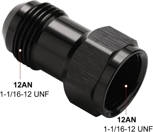 Miniatura 2 de 12AN Female Flare to 12AN Male Flare Extension Fitting Adapter Straight Aluminum Black Negro