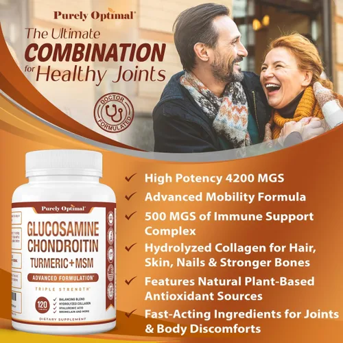 Miniatura 5 de Purely Optimal Suplemento MSM de glucosamina condroitina con cúrcuma y boswellia - Suplemento para articulaciones de sulfato de glucosamina