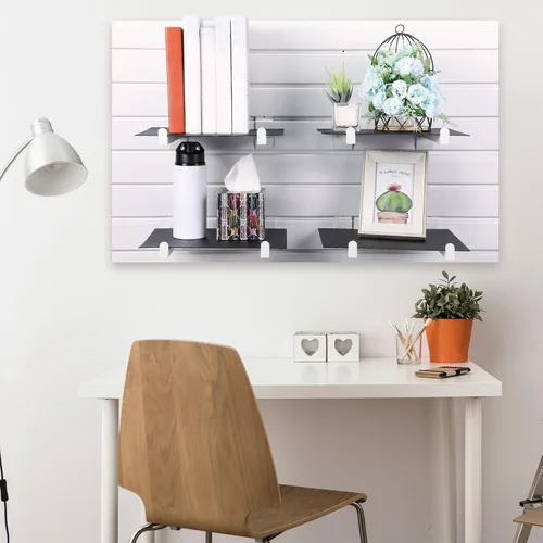 Miniatura 5 de Zonon 24 piezas de soporte de estante de pared de 12 pulgadas, estantes de pared de listones resistentes, ganchos de exhibición, accesorios