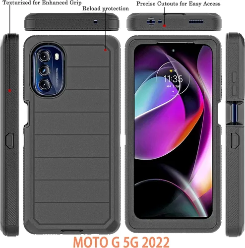 Miniatura 2 de YmhxcY Funda para Moto G 5G 2022 (sin protector de pantalla) con funda duradera de 3 capas a prueba de caídas, a prueba de golpes, funda de goma