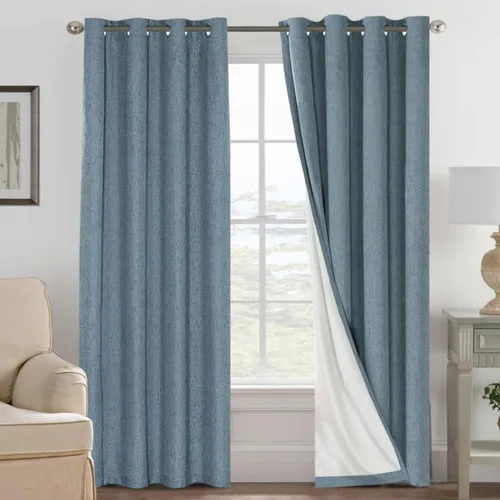 Miniatura 170 de H.VERSAILTEX Cortinas opacas de lino de 72 pulgadas de largo, 100% absolutamente opacas, con aislamiento térmico, con textura de lino, cortinas