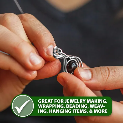 Miniatura 6 de Mandala Crafts Alambre de cuentas de 7 hebras para hacer joyas, alambre trenzado de acero inoxidable calibre 20 de 65 pies para cuerda de cuentas