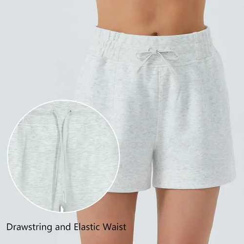 Miniatura 5 de THE GYM PEOPLE Pantalones cortos deportivos con cordón para mujer, cintura alta, pantalones cortos de entrenamiento de verano con bolsillos