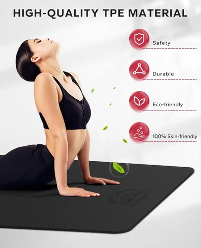 Miniatura 5 de HAPBEAR Tapete de yoga extra grande de 2.835 x 1.890 x 0.236 in (1/4 pulgadas), antideslizante, duradero, grueso y ancho para entrenamientos