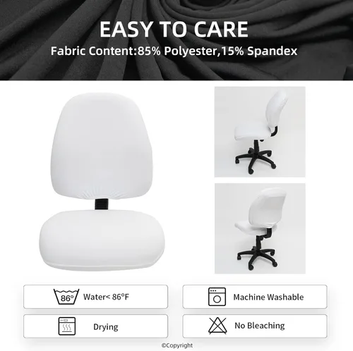 Miniatura 8 de Fundas elásticas para asiento de silla de oficina de escritorio - Funda universal de spandex para silla de computadora - Fundas removibles lavables